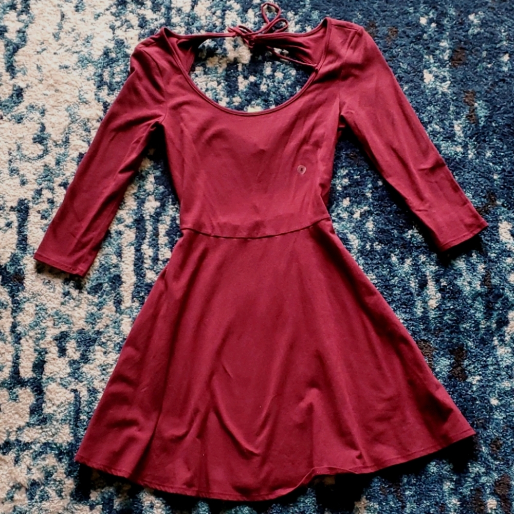 Burgundy American Eagle Fit and flare dress